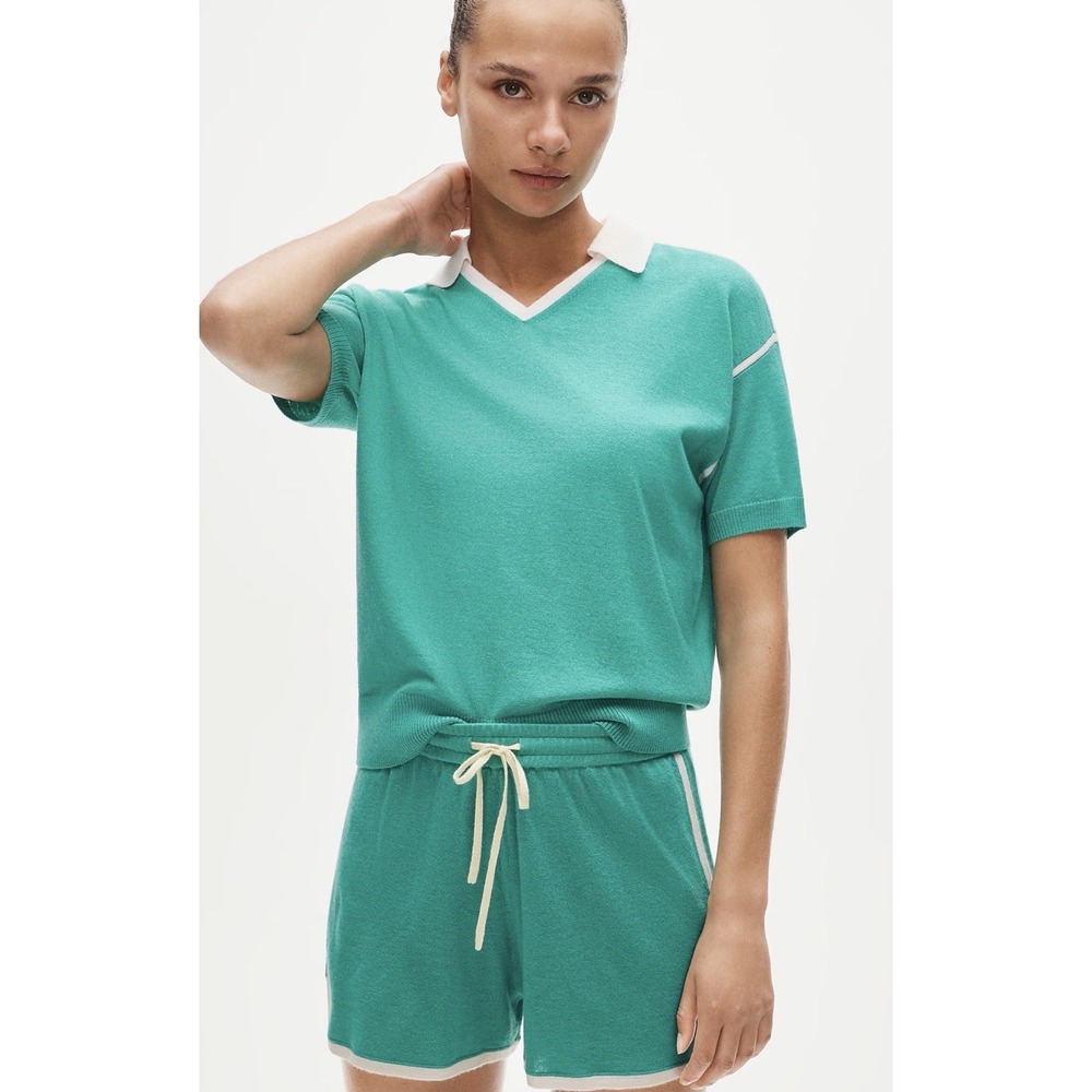 J CREW XXS Featherweight cashmere high V-neck sweater-polo CT955